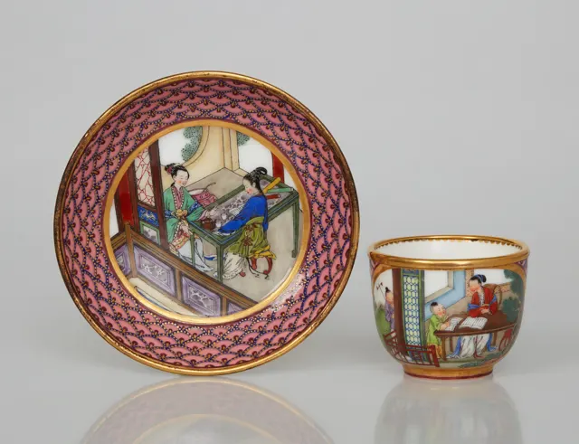 Kop med underkop af blødt porcelæn. Har tidligere tilhørt Madame de Pompadour. Sèvres, ca. 1761, Davids Samling